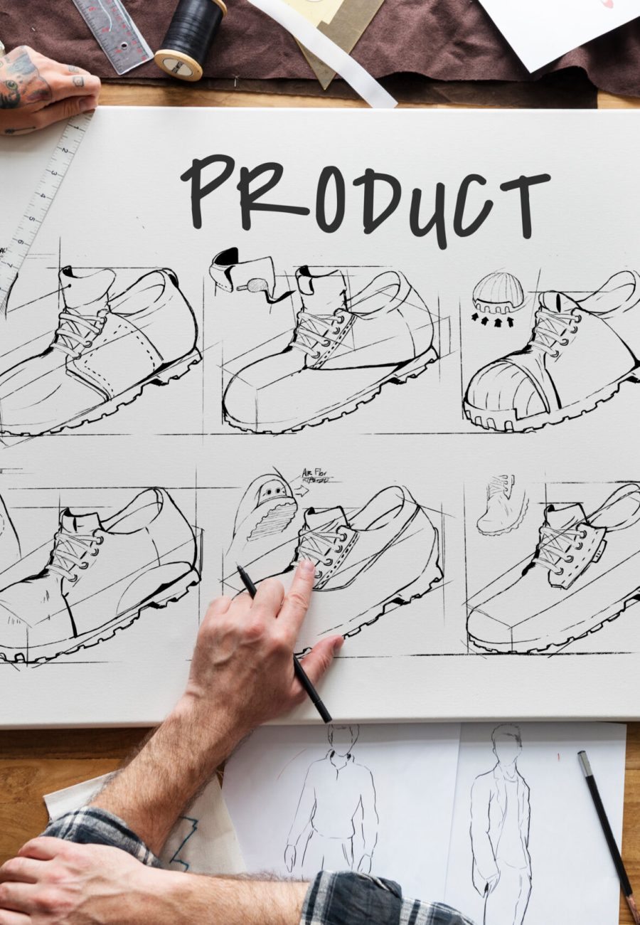 Shoe production procedure sketch drawing